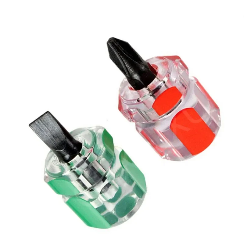 2PCS Mini Short Screwdriver Set – Portable Pocket Size Screwdrivers, Cross & Flat Head for Household & Narrow Space Repair