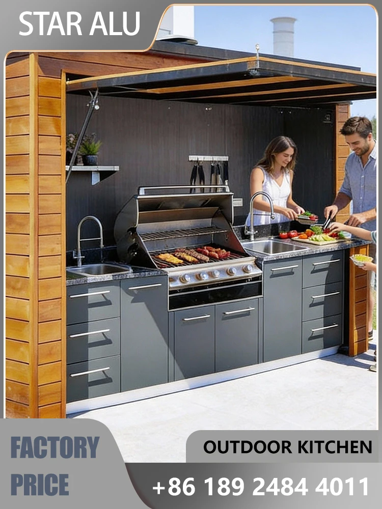 Patio Party Essential: Stainless Steel Cabinet Gas Grill, Outdoor Kitchen Set, Remote Control