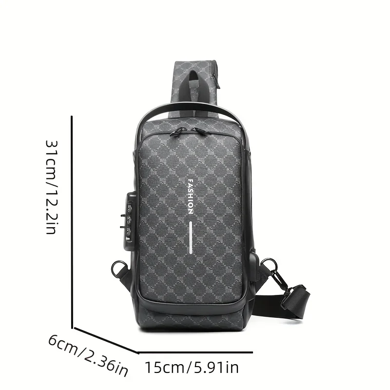 Waterproof Men\'s Crossbody Bag Anti Theft Sling Bag Multifunction Chest Bags Shoulder Bag Messenger Bag with USB Charging Port