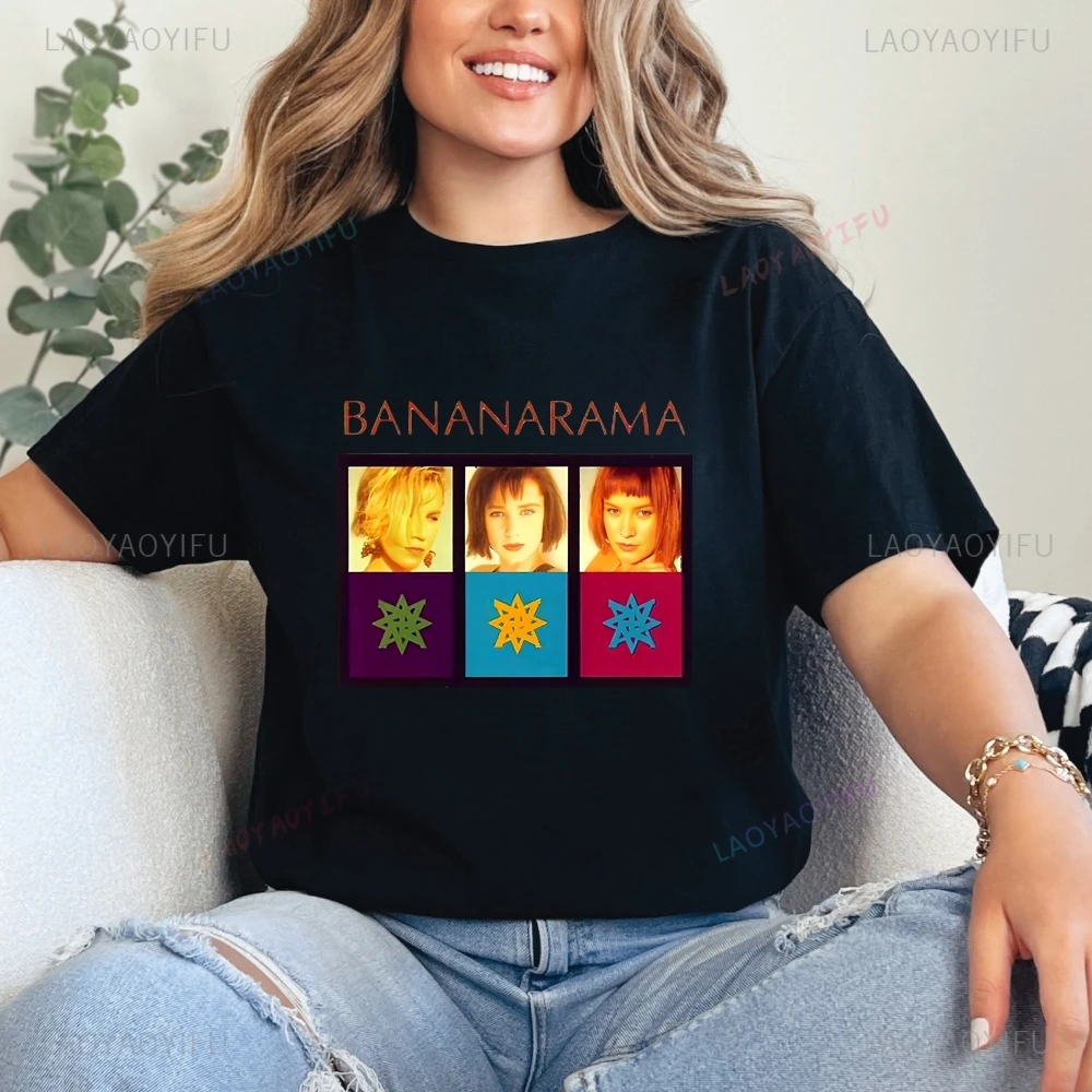 Pop Music Group Bananarama's Summer Trend Harajuku Short-sleeved Men's and Women's Universal Shirt Pattern Large-sized T-shirt