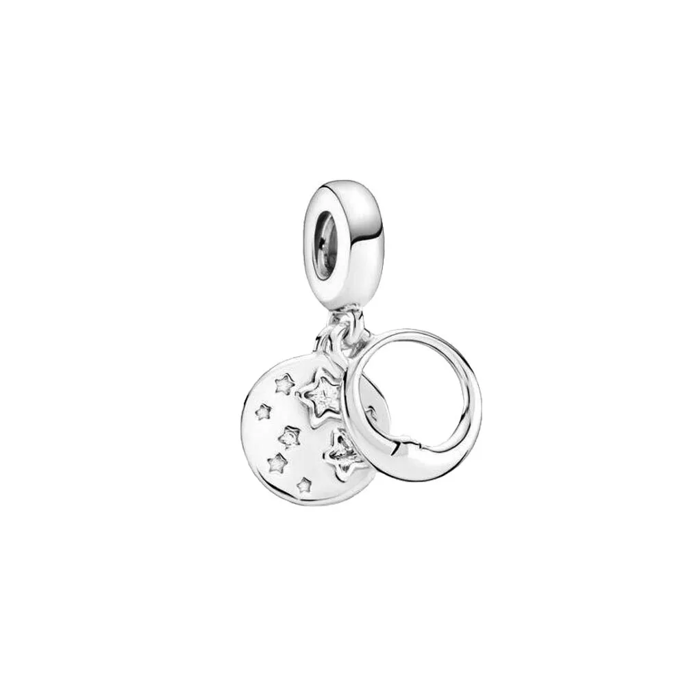 925 Pure Silver Pendant: Exquisite Sun Moon and Star Cat & Dog Drop Pendant Original Bracelet for Women DIY Elegant Jewelry Gift view 3
