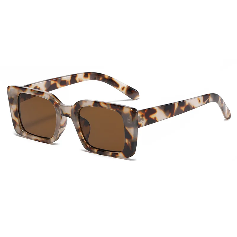 

Retro Fashion Small Rectangle Sunglasses Women Retro Leopard Shades UV400 Men Trending Square Sun Glasses