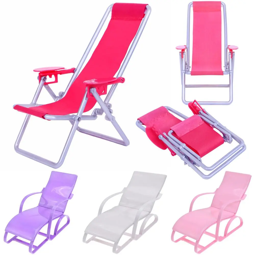 1:6 Scale Garden Bench Playing House  Children' Gift Toy Accessories Doll Beach Chair Foldable Deckchair Dollhouse Furniture