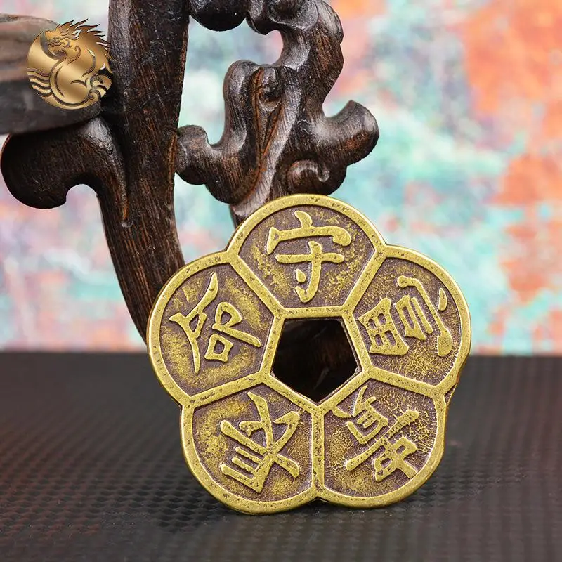 Chinese Old Copper Coin Plum Blossom Lucky Coins China Charms Collectibles Gift Chinese Feng Shui Lucky Coins For Jewelry Making