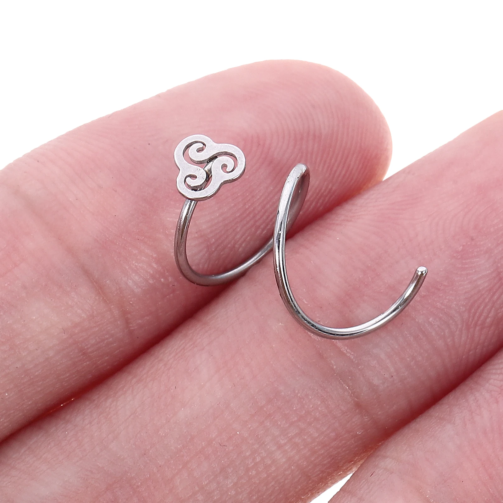 

12 Pcs Double Ring Nose Earrings Stainless Steel Spiral Hoops Decorative Nose Piercing Rings For Parties Body Jewelry