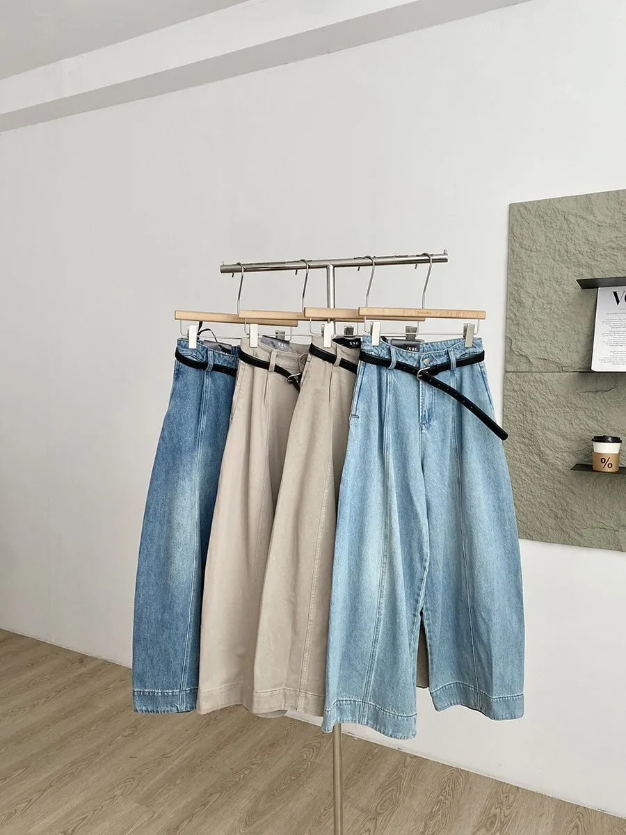 High Waist Wide Leg Jeans Women's Spring Commute Style Loose Fit High Waist Draping Feel Retro Knife  Pants