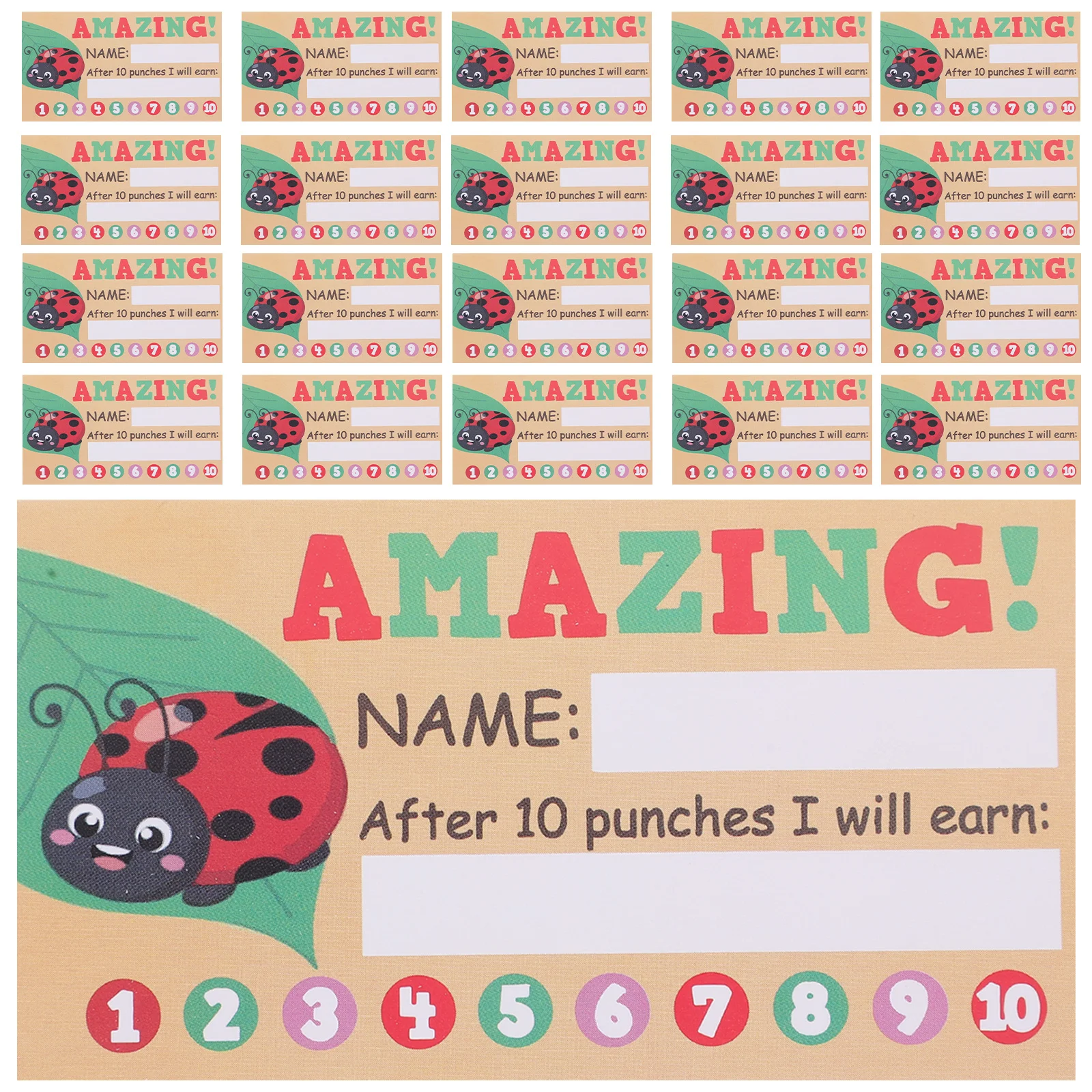 

50 Sheets Reward Punch Cards Cartoon Incentive Encouragement Cards for Classroom Student Motivation Reward Card