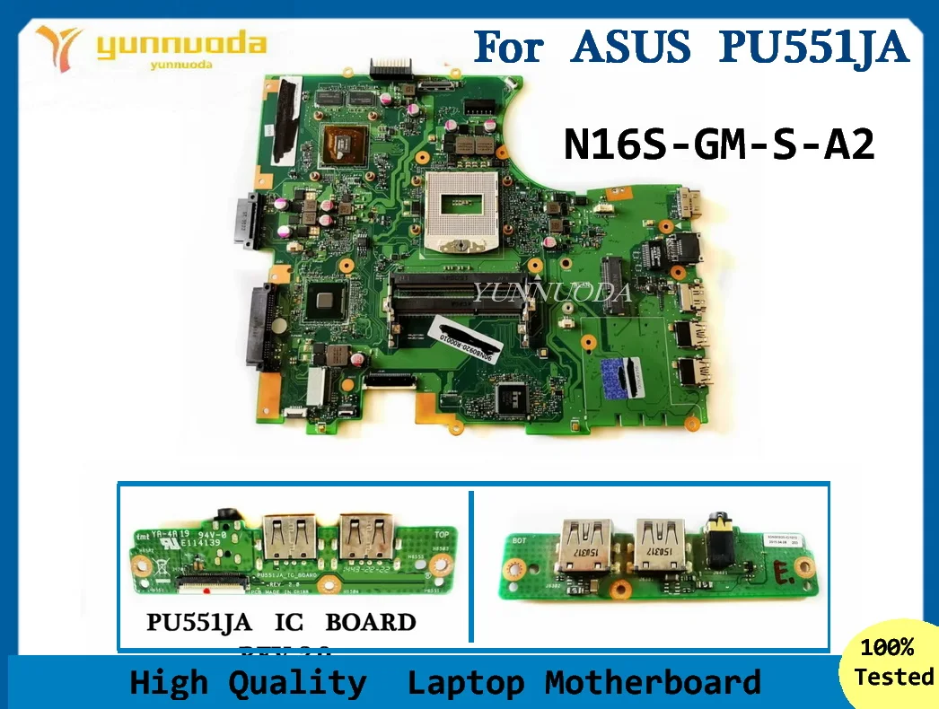 

PU551JA For ASUS PU551 PU551J PU551JH Laptop Motherboard HM87 N16S-GM-S-A2 GPU or USB board 100% tested
