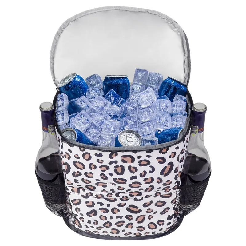 Cooler Backpack Women Insulated Cooler Bag Thermal Food Lunch Men Large Nylon Leopard Waterproof Leakproof Portable Travel Cans