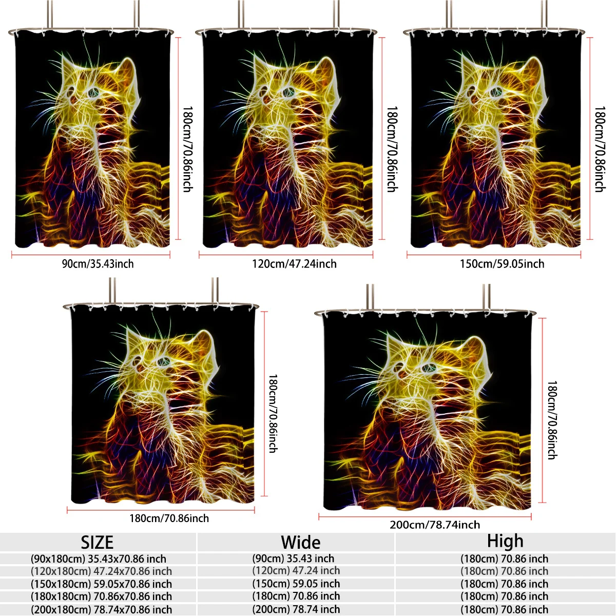 Neon Line Art Cat Print Bath curtain Soft t Lightweight Warm Sofa Bed Cover Black Background Glowing Kitten