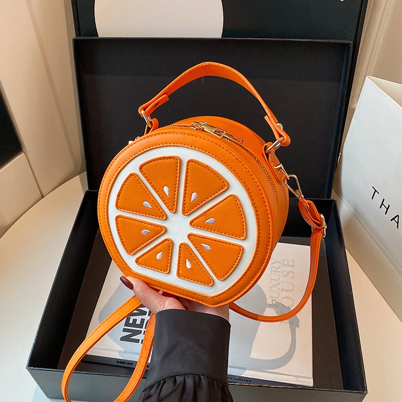 

Round Handbag Tote Watermelon Shape Crossbody Bag For Women 2025 Mini Small Bag Trendy Orange bolsa feminina