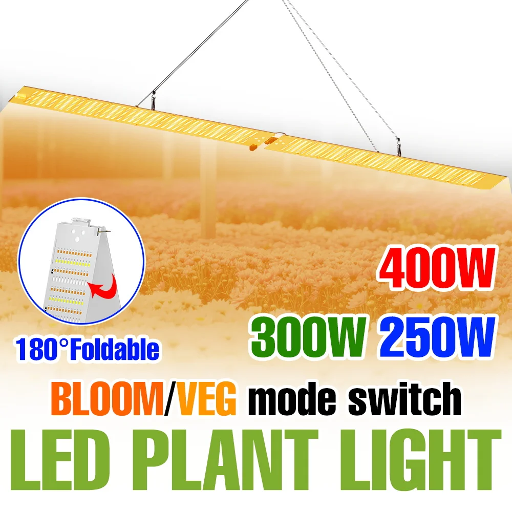 Lámpara LED para Plantas de 400W, Quantum Board, Espectro Completo, Luces de Crecimiento, Hidroponía, Fitolámpara, Cultivo de Flores en Invernadero, Iluminación de Relleno