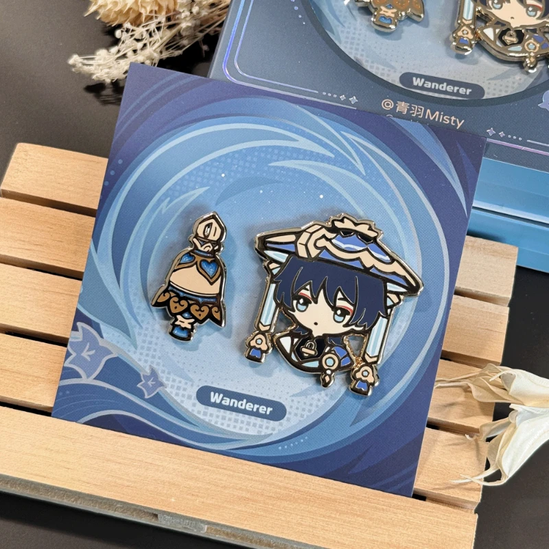 Xiao Badge Game Genshin Impact Balladeer Wanderer Bell Brooch Set Magnetic Enamel Pin Cosplay Props Doujin Gifts for Friend