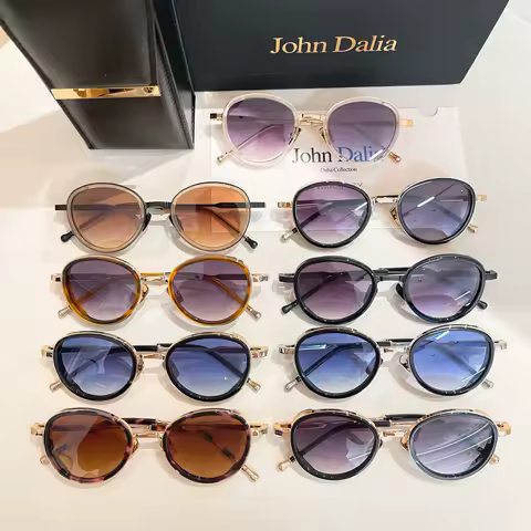 Brand designer For JOHN DALIA JD Christian Classic Polarized Sunglasses Metal Gold Frame Glasses Men Women Eyewear With Box