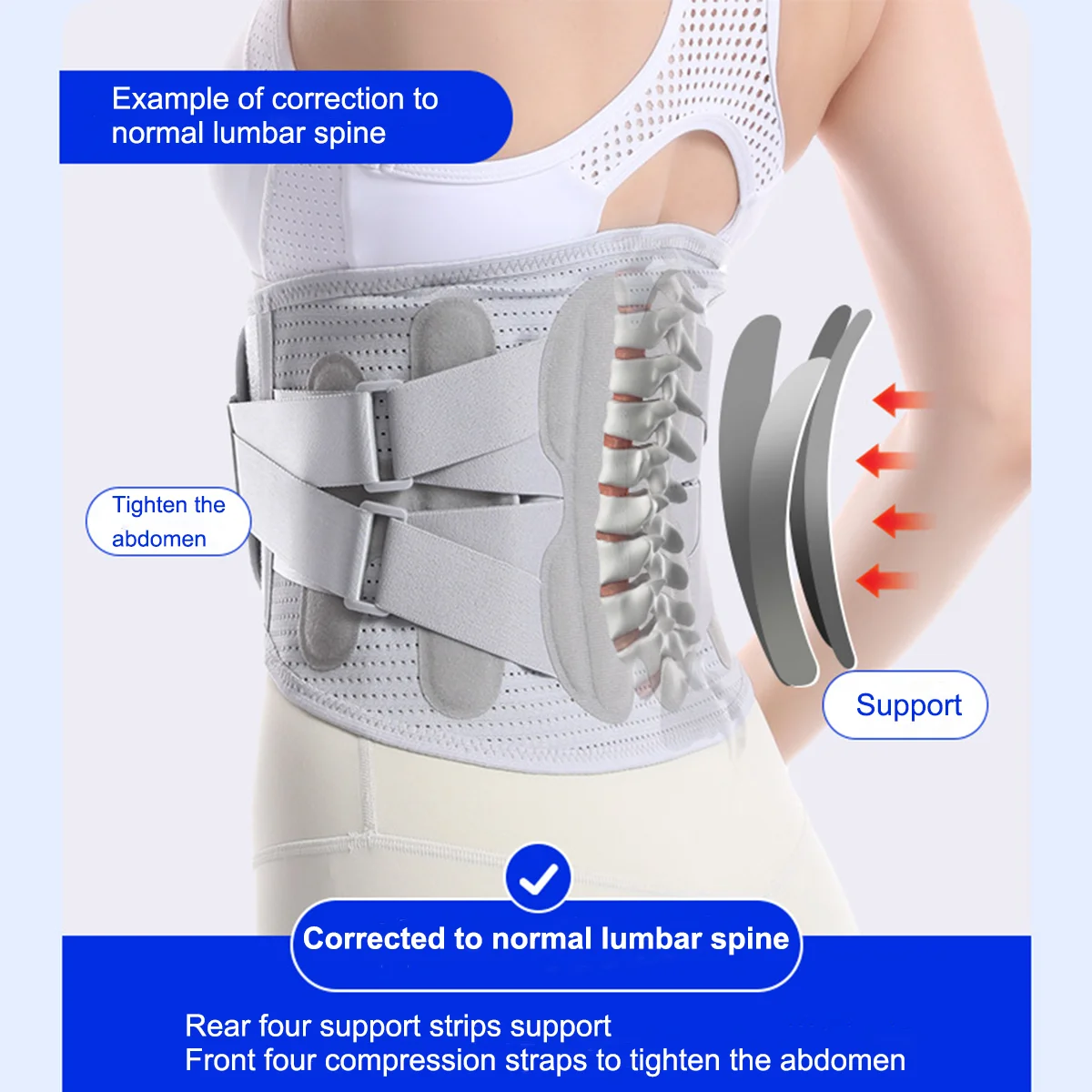 

Lumbar Support Belt，Lumbosacral Back Brace–Ergonomic Design and Breathable Material - Lower Back Pain Relief