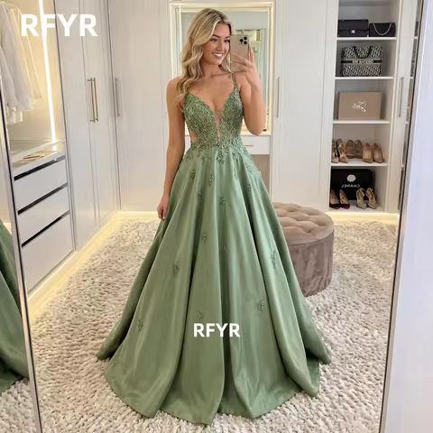 RFYR Straps Evening Dress A Line Prom Dress Lace Party Dress for Women Formal Princess Gala Dress رسمية Customized