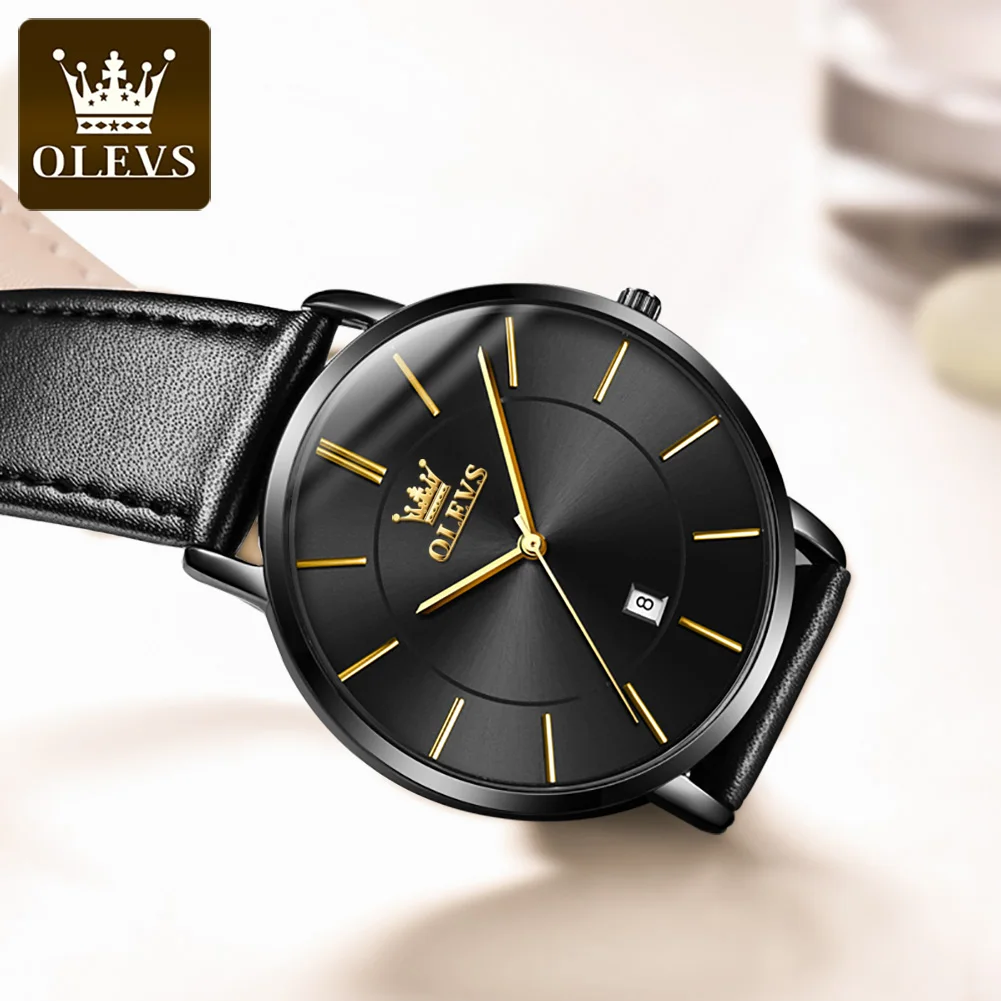 OLEVS 5869 Quartz Watch for Men Ultra Thin 6.5mm Minimalist Waterproof Date Bussiness Man Watch Simple Fashion Men\'s Wristwtach