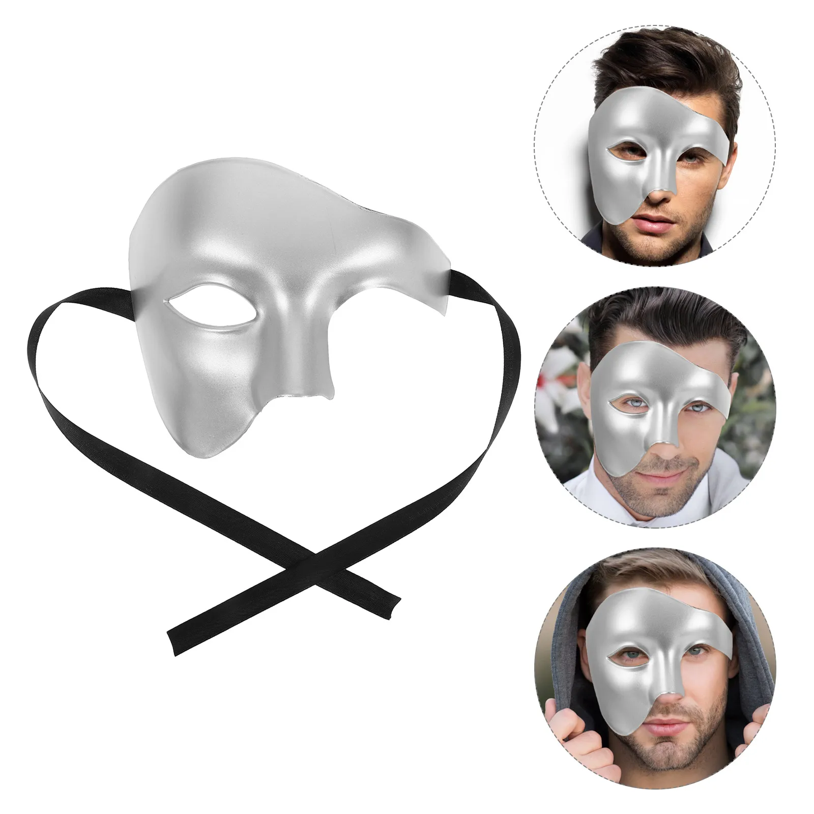 

Dress up Mask Carnival Decorative Half Face Masquerade Adult Male Costume Halloween Masks Realistic Prop Fancy Photo