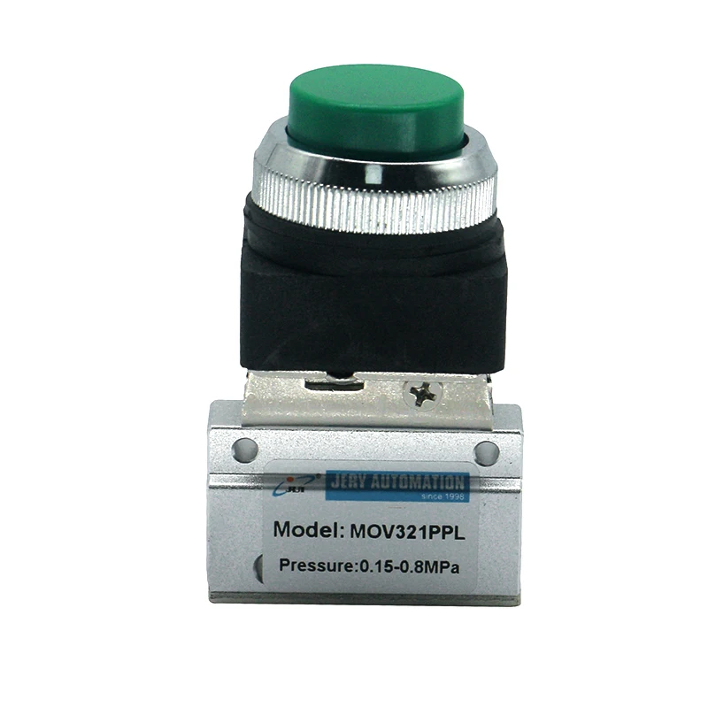 MOV-321PPL Manual Operated Control On/Off 1/8'' Pneumatic Mechanical Hand Valve 3/2 Way Button Valve