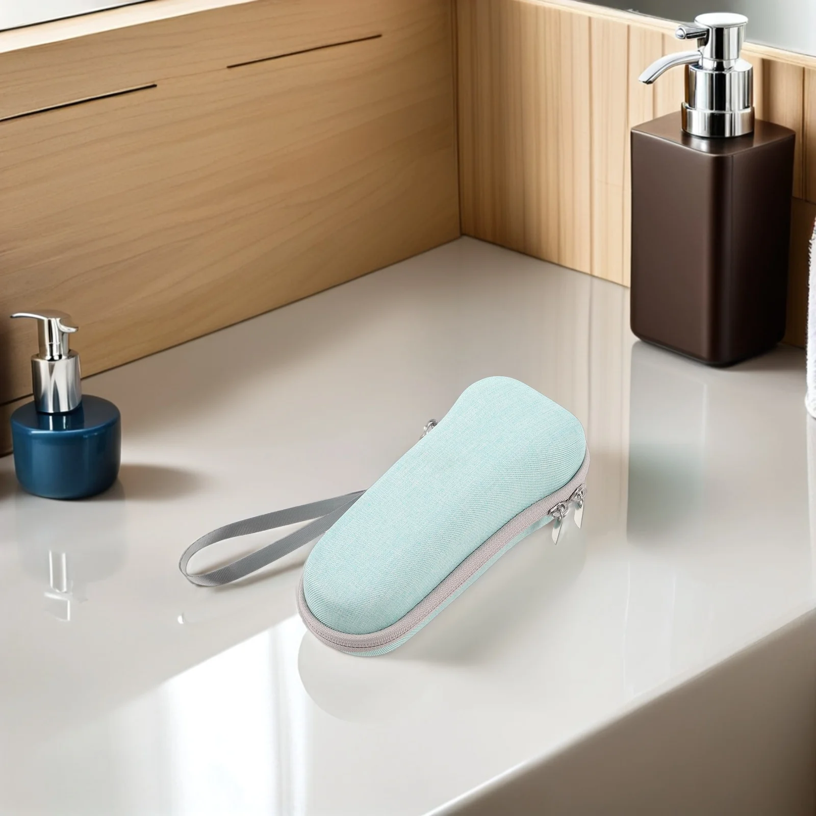 حقيبة تخزين الحلاقة المدمجة، حافظة صلبة مضادة للضغط باللون الأخضر النابض بالحياة لآلة الحلاقة الكهربائية، منظم مناسب للسفر مع سلس #6