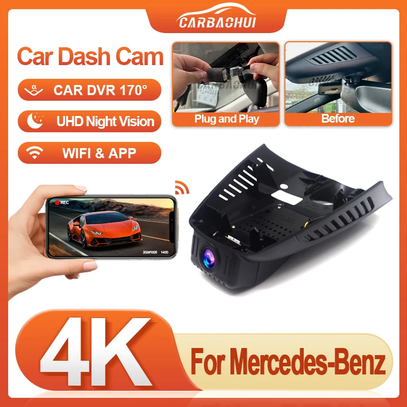 4K 2160P Car Video Recorder DVR Dash Cam For Mercedes-Benz C Class w205 GLC CLS w219 E Class w212 w213 C E glc 200 220d DashCam