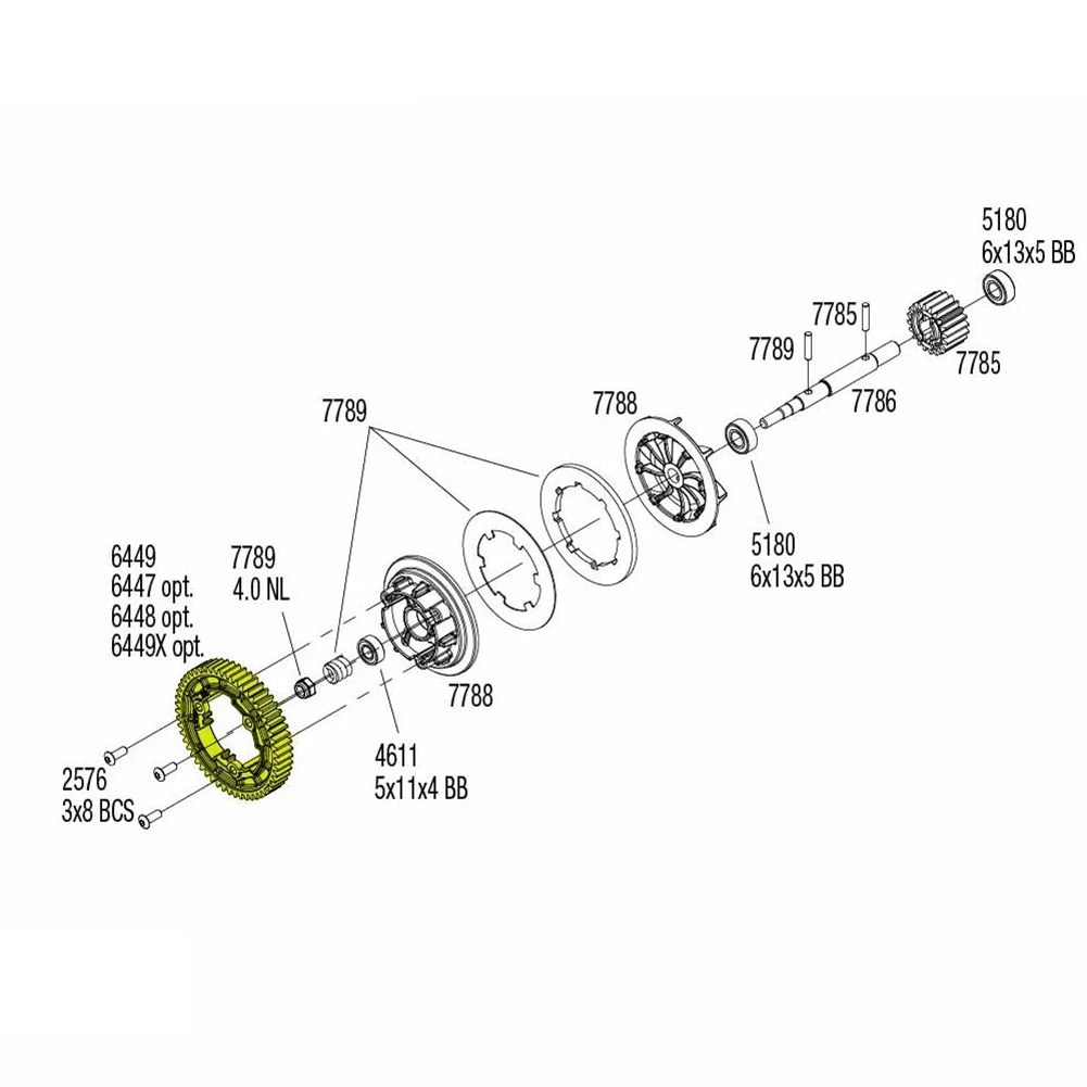 เกียร์เฟืองหลักเหล็กกล้า54T 1.0 MOD harden 45สำหรับ mobil RC 1/5 xmaxx 1/7 XO-1 1/10 E- 2.0 VXL ใหม่