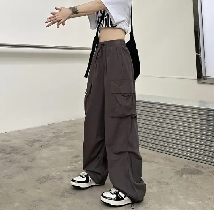 Retro-Arbeitskleidung für Damen, Sommer, gerade Passform, fließend, knöchelgebunden, lockere und lässige lange Hose mit weitem Bein – Detail 15