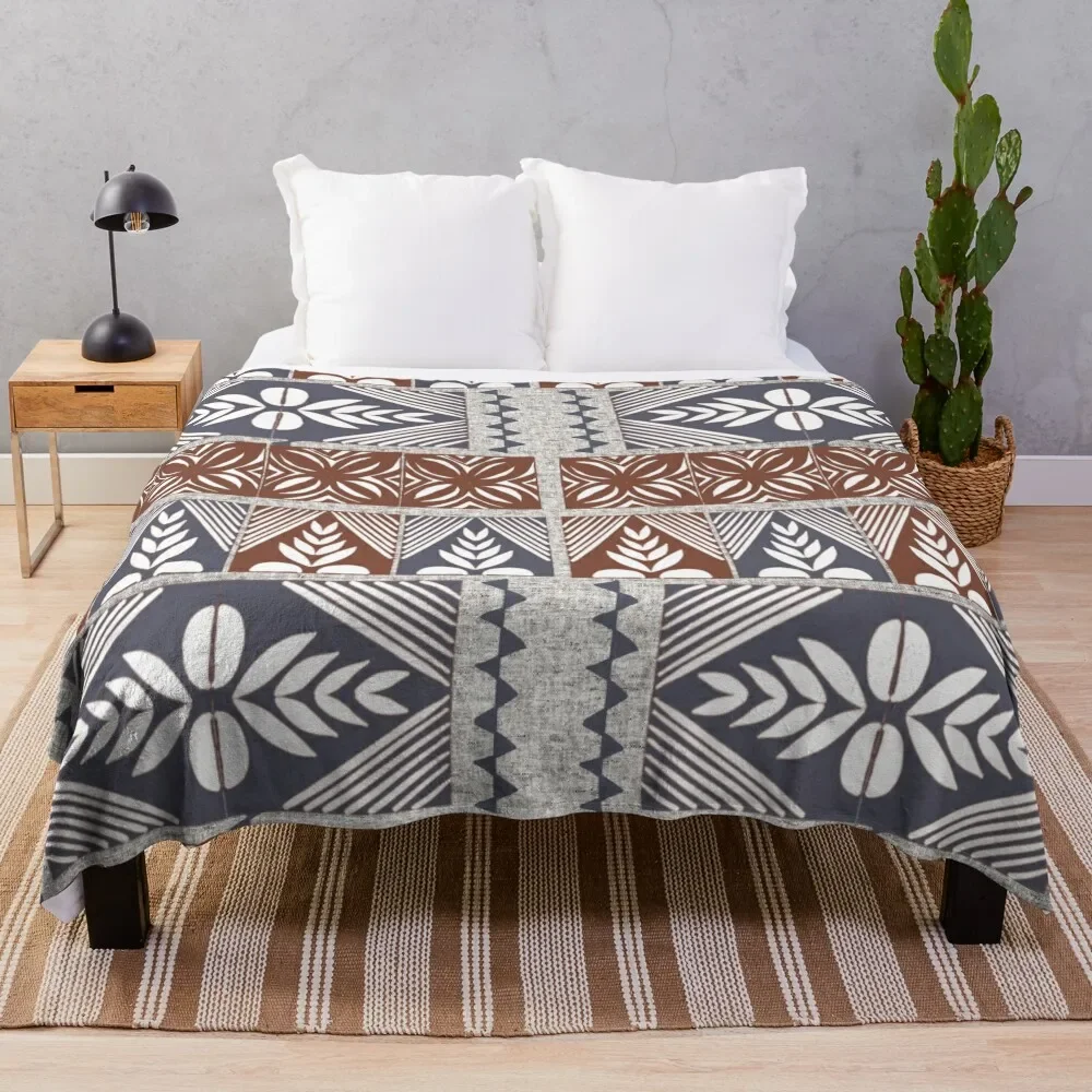 

Tongan Tapa Motifs Throw Blanket