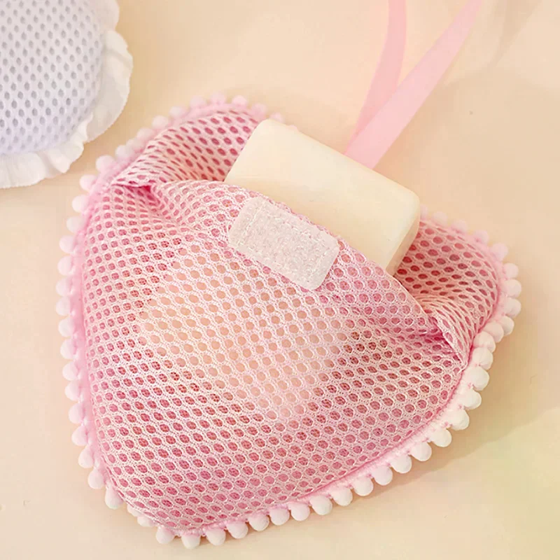 

Cloud/Heart Shape Soap Mesh Pouch With Lanyard Fast Foaming Shower Travel Holder Net Bath Flower Scrubbing Bathroom Accessories