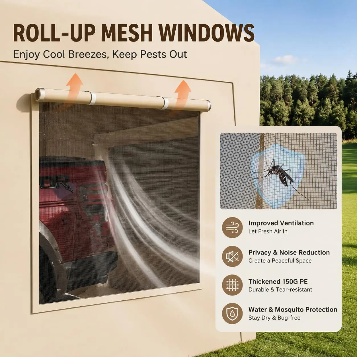 10x20FT Heavy-Duty Carport with Removable Sidewalls, Doors & Ventilated Windows for Car, Boat & Truck, Khaki, Customized