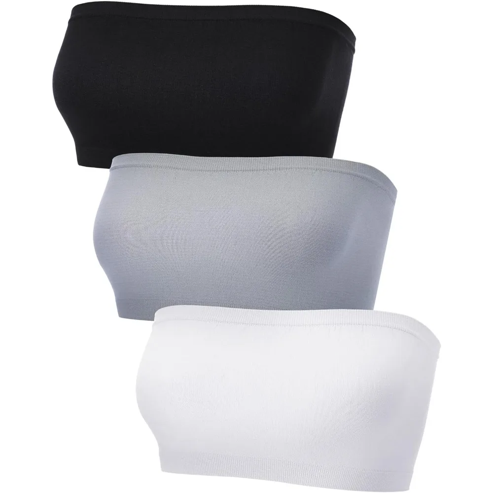 

Комплект из 3 женских бесшовных бюстгальтеров-бандо без бретелек, мягких, эластичных, без подкладок, для спорта и повседневной носки