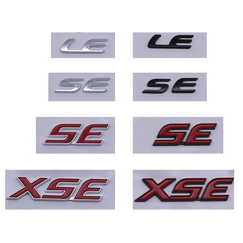 

For Toyota XSE logo SE english letter emblem for Camry Sienna Corolla LE rear trunk sticker Car side badge car sticker emblem