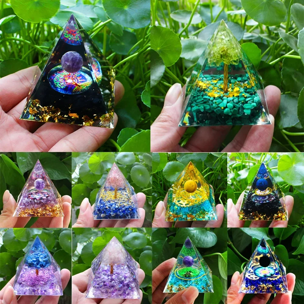 5cm Natural Crystal Energy Stone Orgen Pyramid Decoration Pyramids Art Carfts Christmas Gifts Ornaments Orgone Chakra Meditation