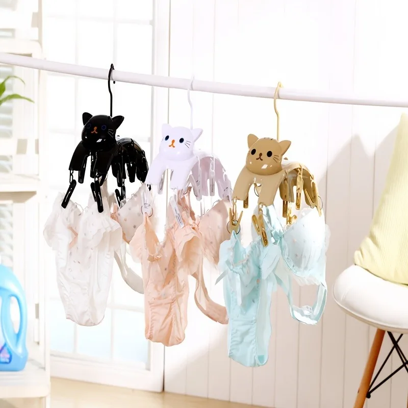 1pc Never Afraid of Being Blown Away by The Wind Again!Cat Hanger with Multiple Hook,Windproof Drying Rack,Multi-Functional Clip