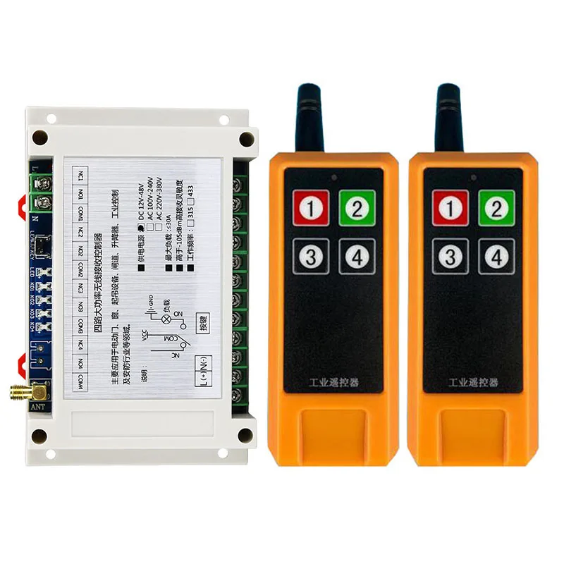 

Ndustrial Sector DC 12V 24V 36V 48V 4CH 10A RF Wireless Remote Control Switch System With 200M-2000M Long Distance Transmitter