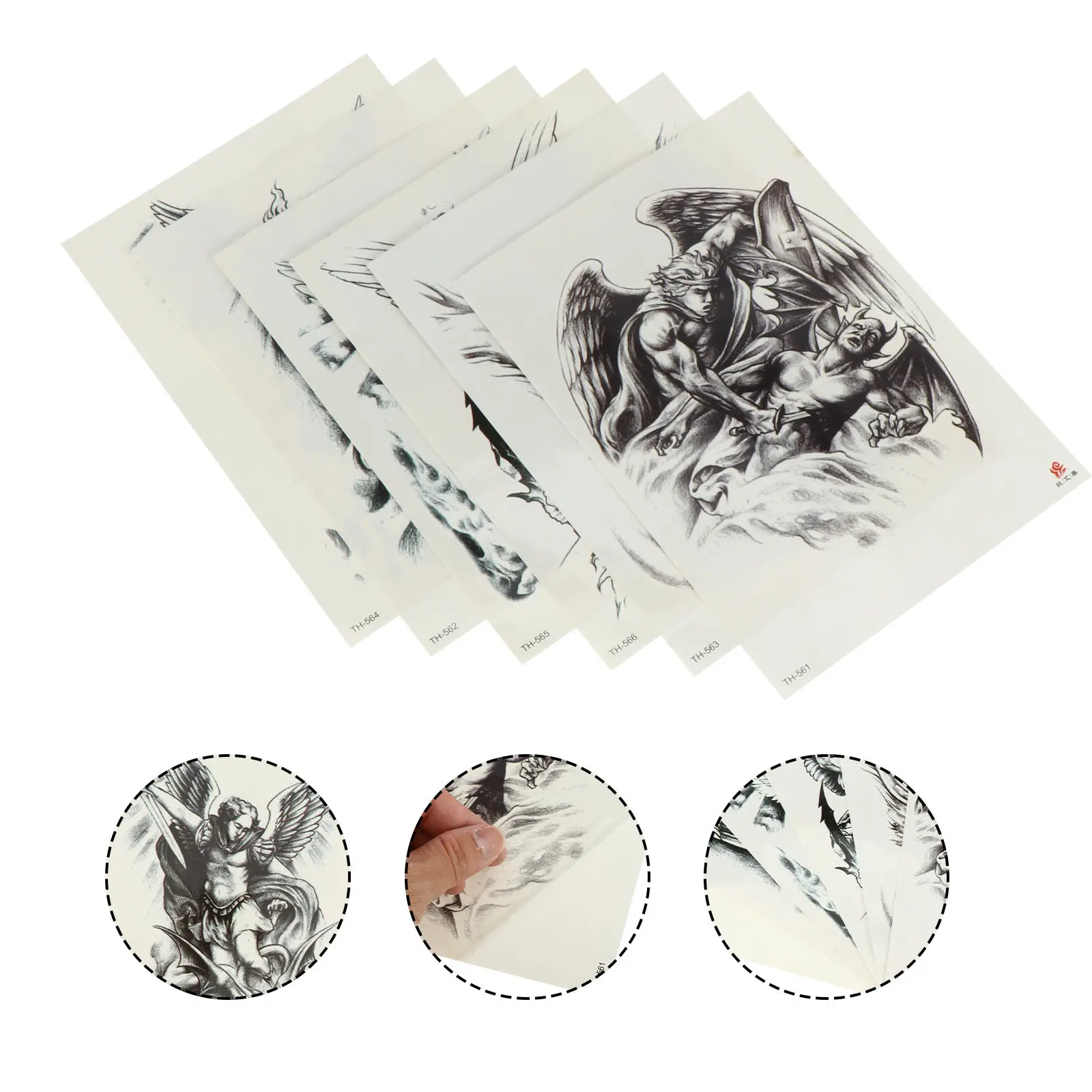 

Временные татуировки «Ангел и Дьявол»: водостойкие, экологичные, для тела, лица и шеи, с реалистичными узорами, легко наносятся