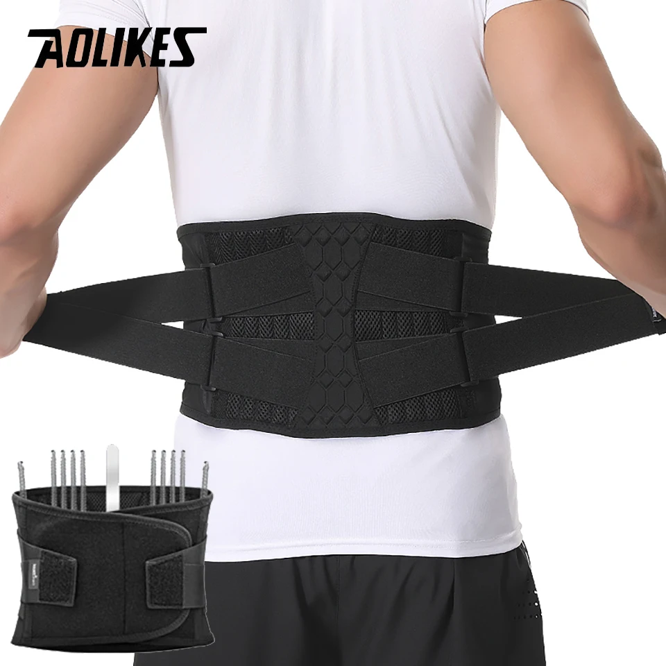 

Поясничный бандаж AOLIKES для поддержки спины, корсет для облегчения боли в пояснице, поясничный ремень с 10 фиксаторами, защита для поясницы