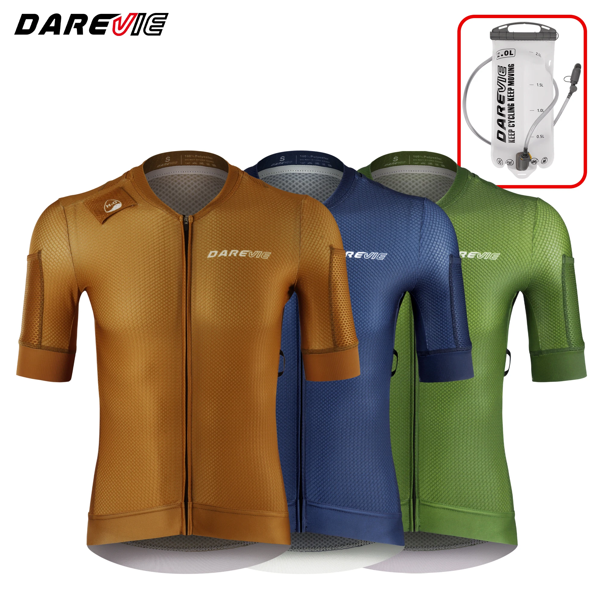 DAREVIE Maillot de cyclisme Gravel 8 poches pour homme, haut de gamme, antidérapant, anti-humidité, pour longues distances
