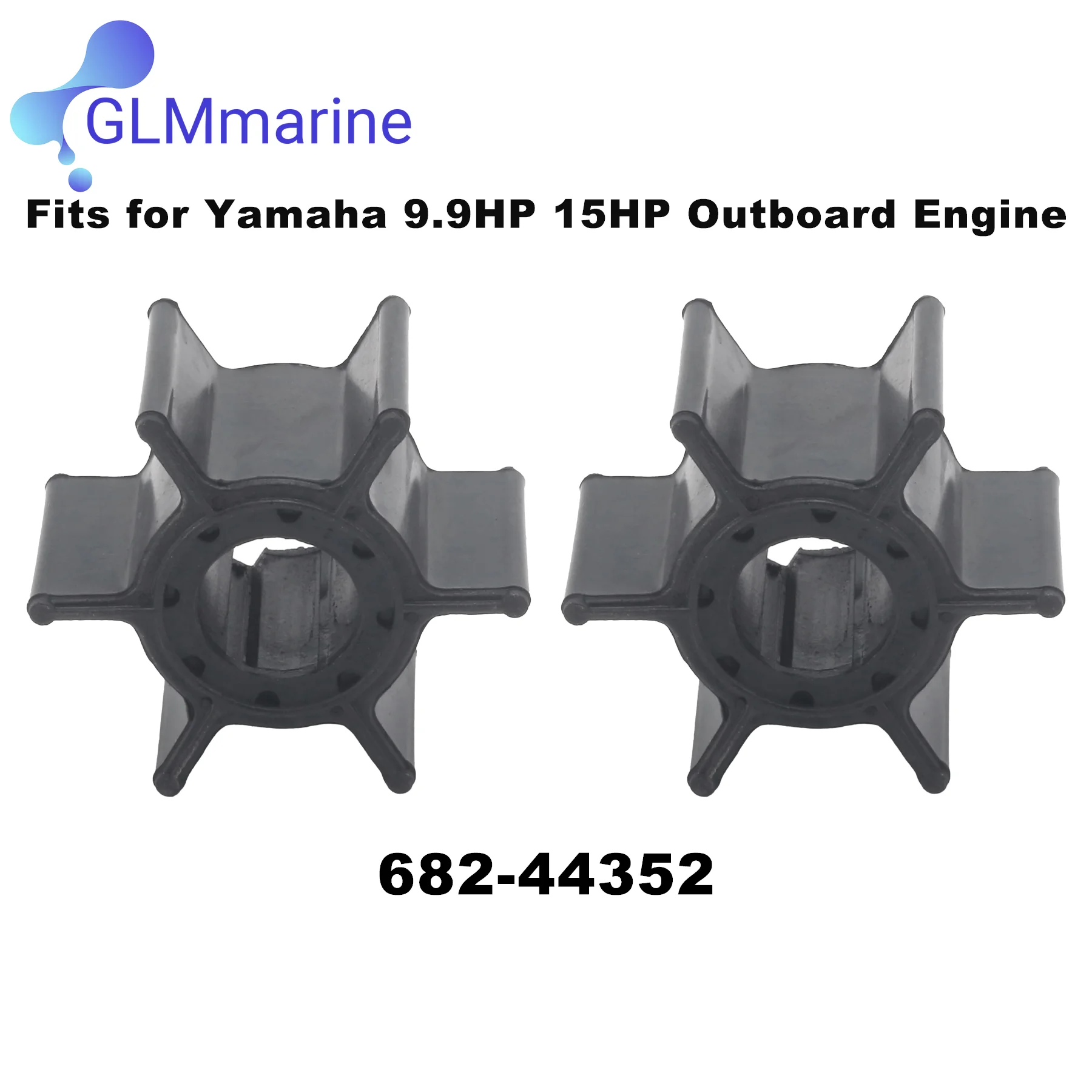 2 Pcs Water Pump Impeller for Yamaha Marine 2 4 Stroke 9.9HP 15HP F9.9 FT9.9 T9.9 F15 15D Outboard Engine OEM Parts Replacement