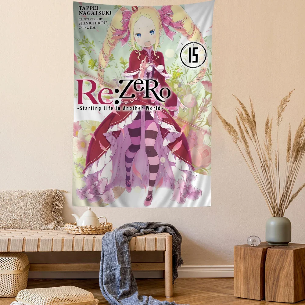 نسيج أنيمي من Re Zero لديكور النوم ، زهرة الهيبي ، سجاد حائط ، تعليق جداري هيبي رخيص #4