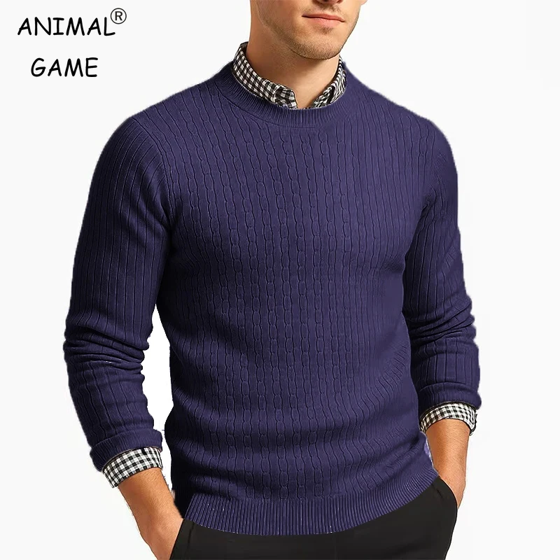 

Animal Game Men's Crewneck Sweater Knitted Pullover Casual Lightweight Long Sleeve Dress Sweater Breathable Slim Fit Streetwear