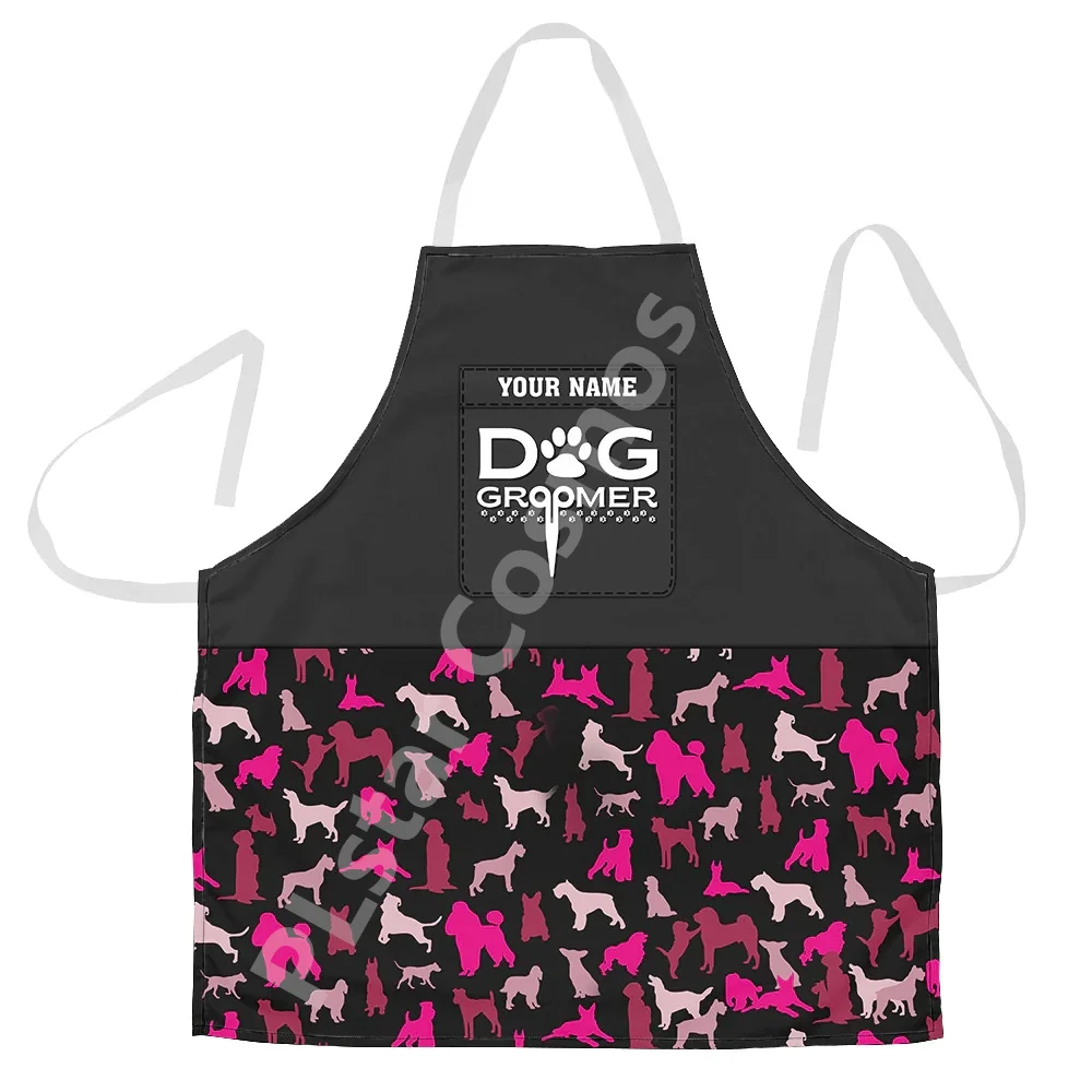 Dog Groomer Apron Grooming Dog Pattern Apron Custom You Name 3D All Over Printed Apron