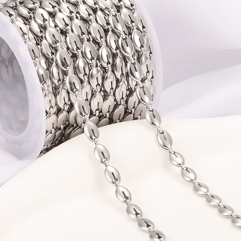 Stainless Steel Double Sided Oval Chain For Jewelry Making Supplies Design Charm Necklace Bracelet Fashion DIY Accessories