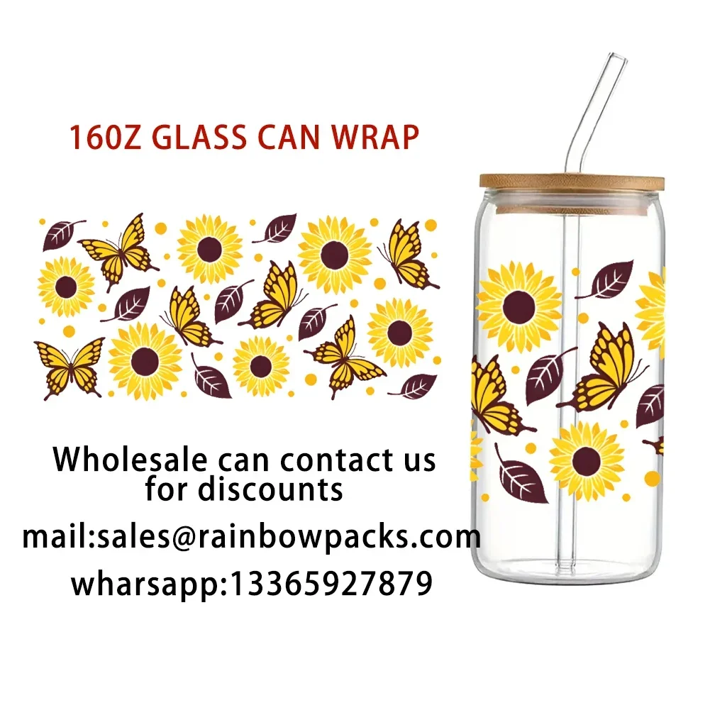 Wholesale purchasing UV DTF 16oz Libbey Cup Wraps Sticker Transfer For Glass Stickers Waterproof