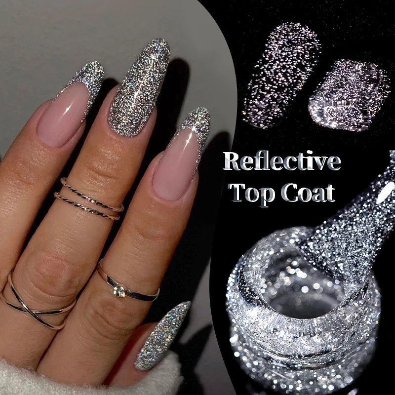 LILY'CUTE 7 مللي عاكس بريق معطف فوقي هلام طلاء الأظافر إثارة فلاش طويلة الأمد نقع قبالة UV LED صالون الورنيش مانيكير