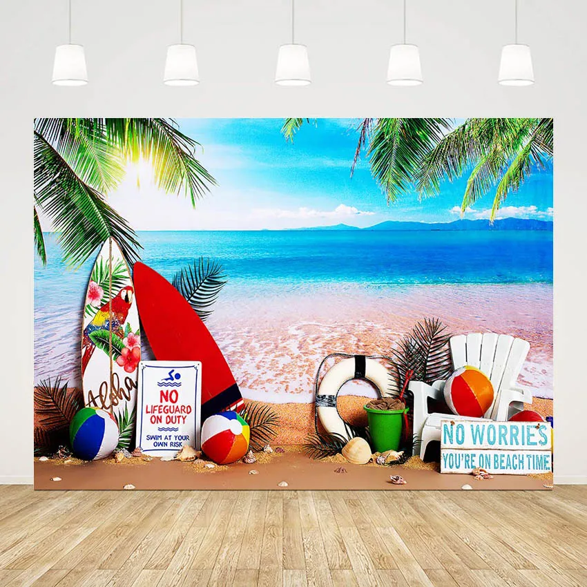 

Mehofond Summer Coconut Photography Background Aloha Beach Time Sea Sands LifeGuard Birthday Party Decor Photo Backdrop Studio