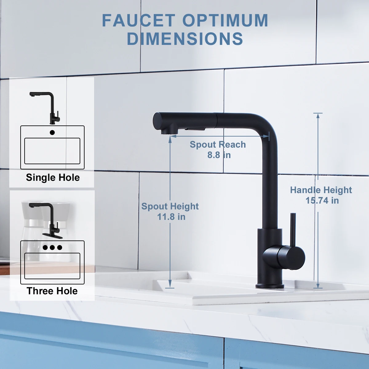 CUPC 3 Function Pull Out Kitchen Sink Tap Modern Single Lever Pull Down Sprayer Kitchen Mixer