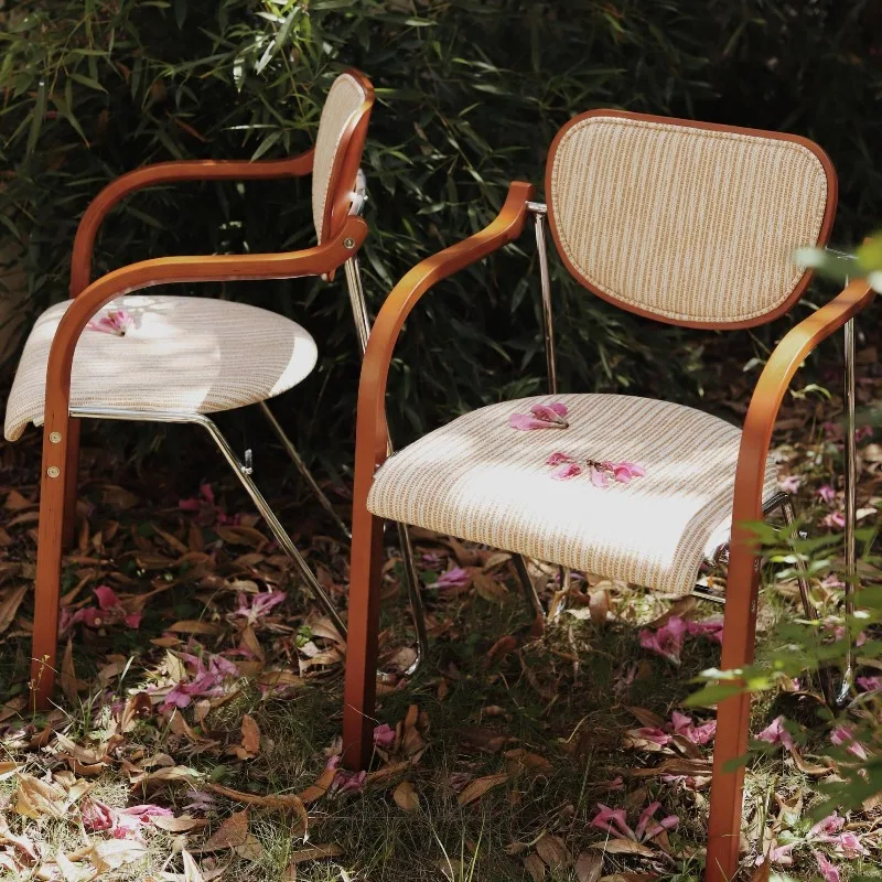 كرسي طعام من الخشب الصلب في منتصف القرن في القرون الوسطى مسند ظهر منزلي فاخر مقعد فرنسي مصمم كلاسيكي بسيط كرسي مسند ظهر من الكتان