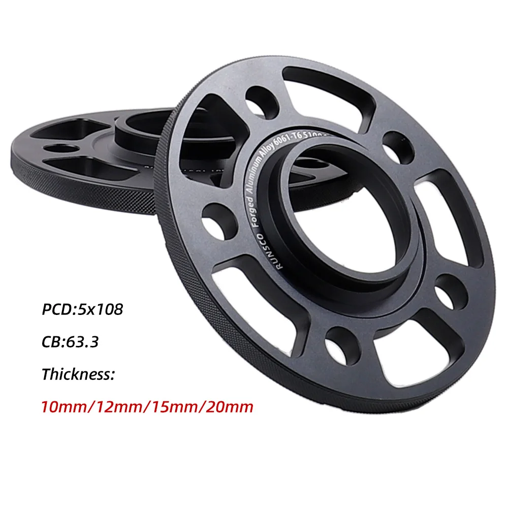 10/12/15/20mm Wheel Spacer Adapter PCD 5x108 CB 63.3 mm 5-Lug Suit For Toyota/Cadillac/Honda Universal Car 2Piece/set Alu6061-T6