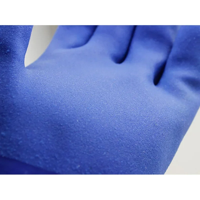 PVC Rubber Oil Resistant Gloves Acid and Alkali Resistant 1 Pair Blue Lining Cotton Industrial Safety Protective Gloves